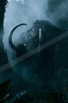 A black-toned moody photograph of water buffalo, ox, tusker.