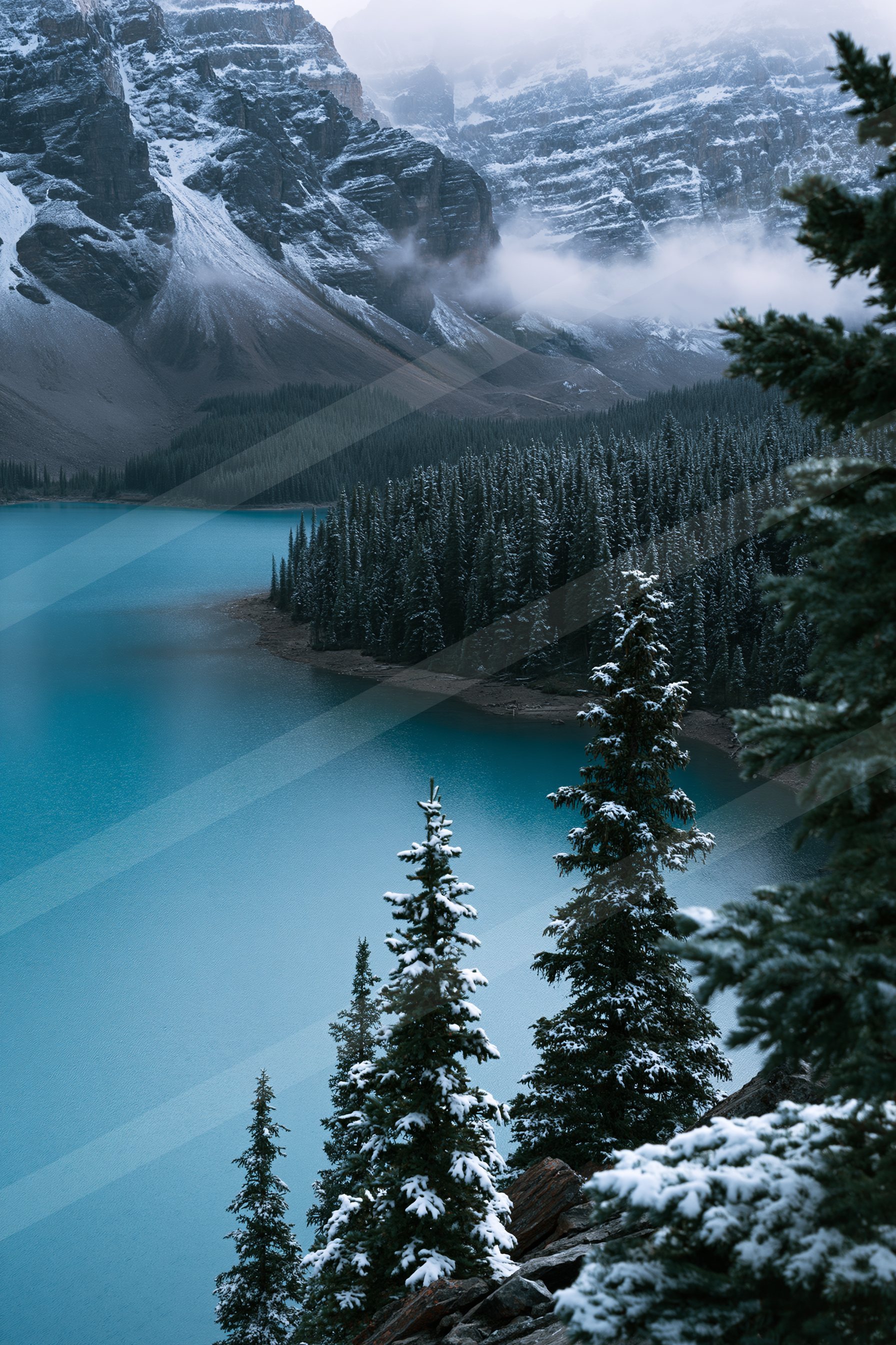 A mysterious panorama landscape of a glacier, snow.