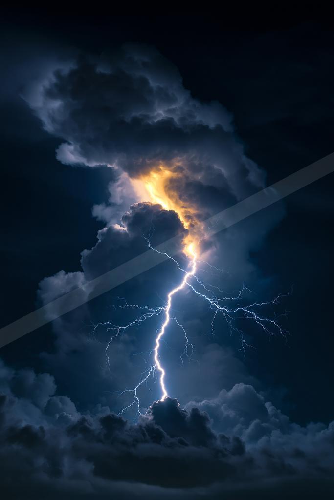 A dramatic sky scene of a lightning.