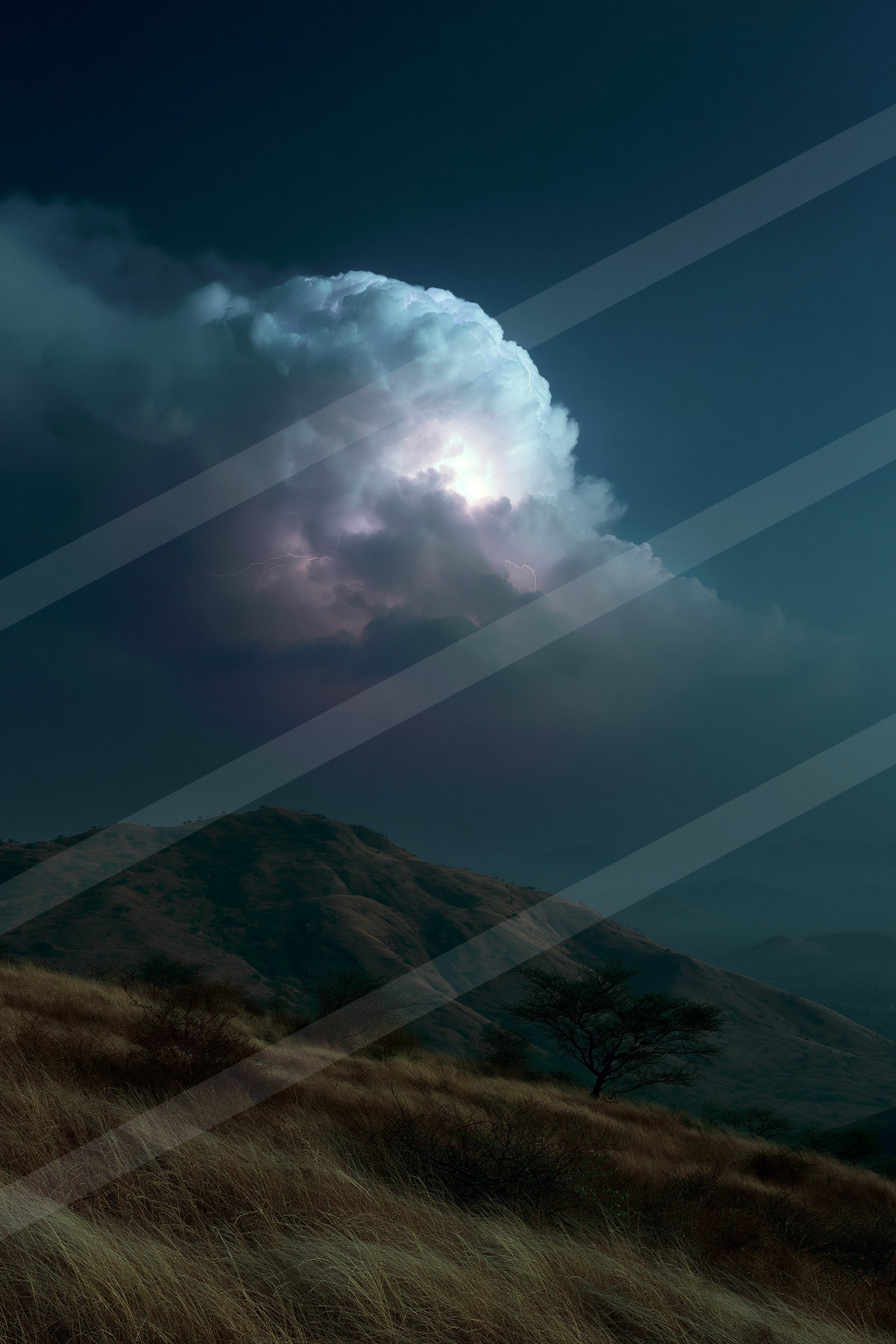A night sky scene of a storm.