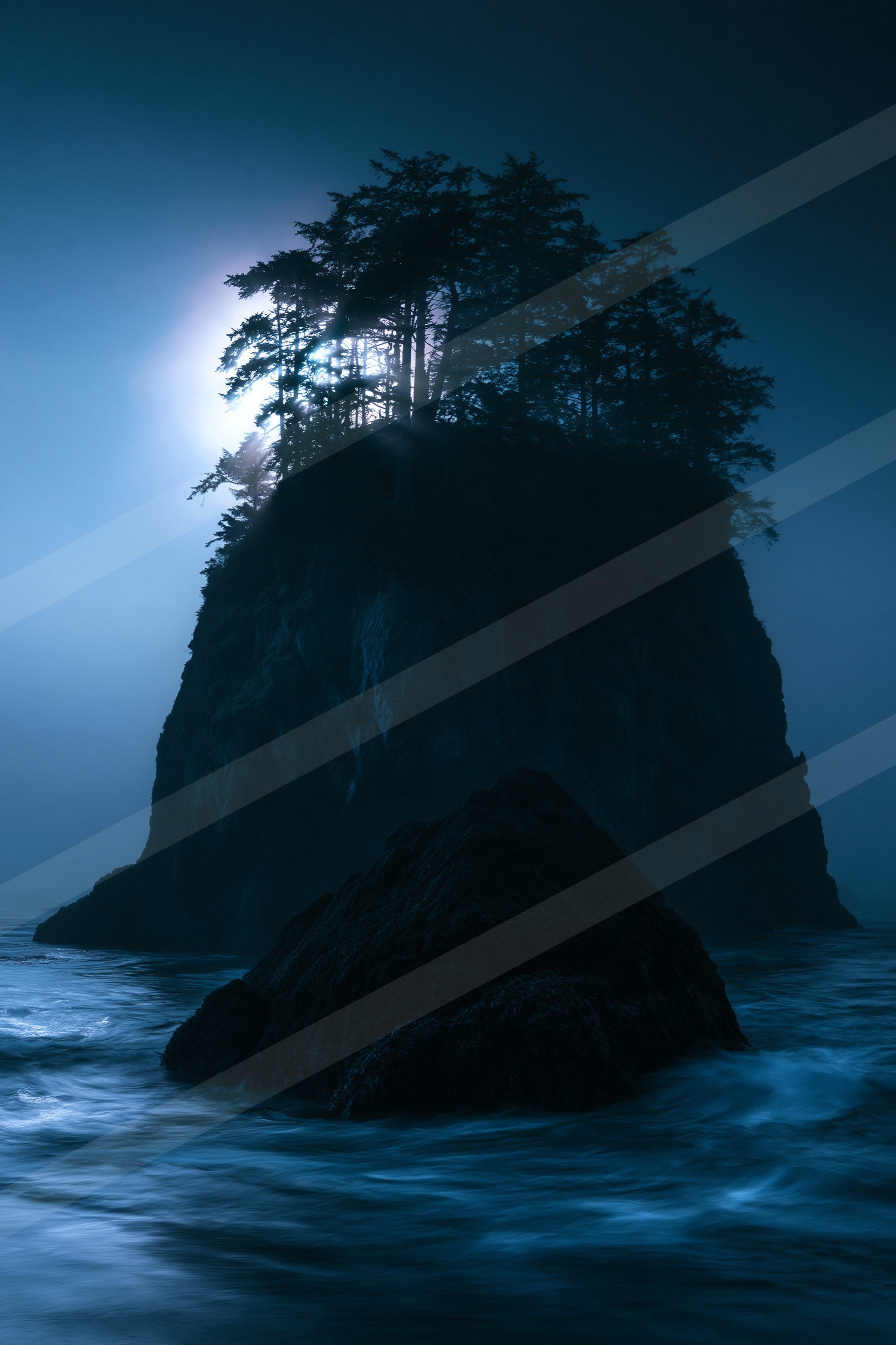 A night sky scene of a moon.