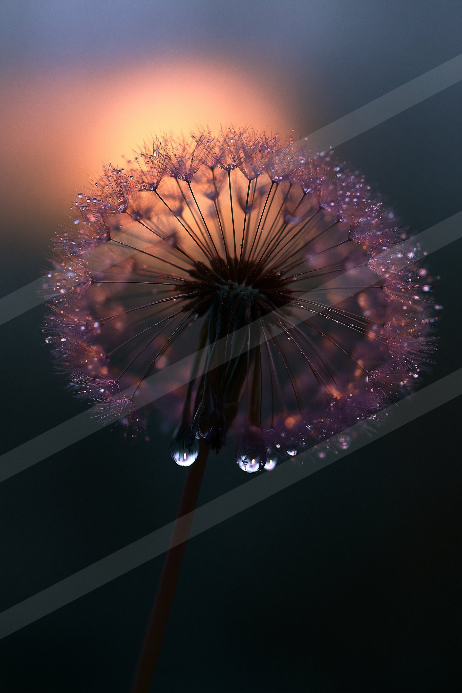 An ethereal macro sky scene of a rain, reflection.