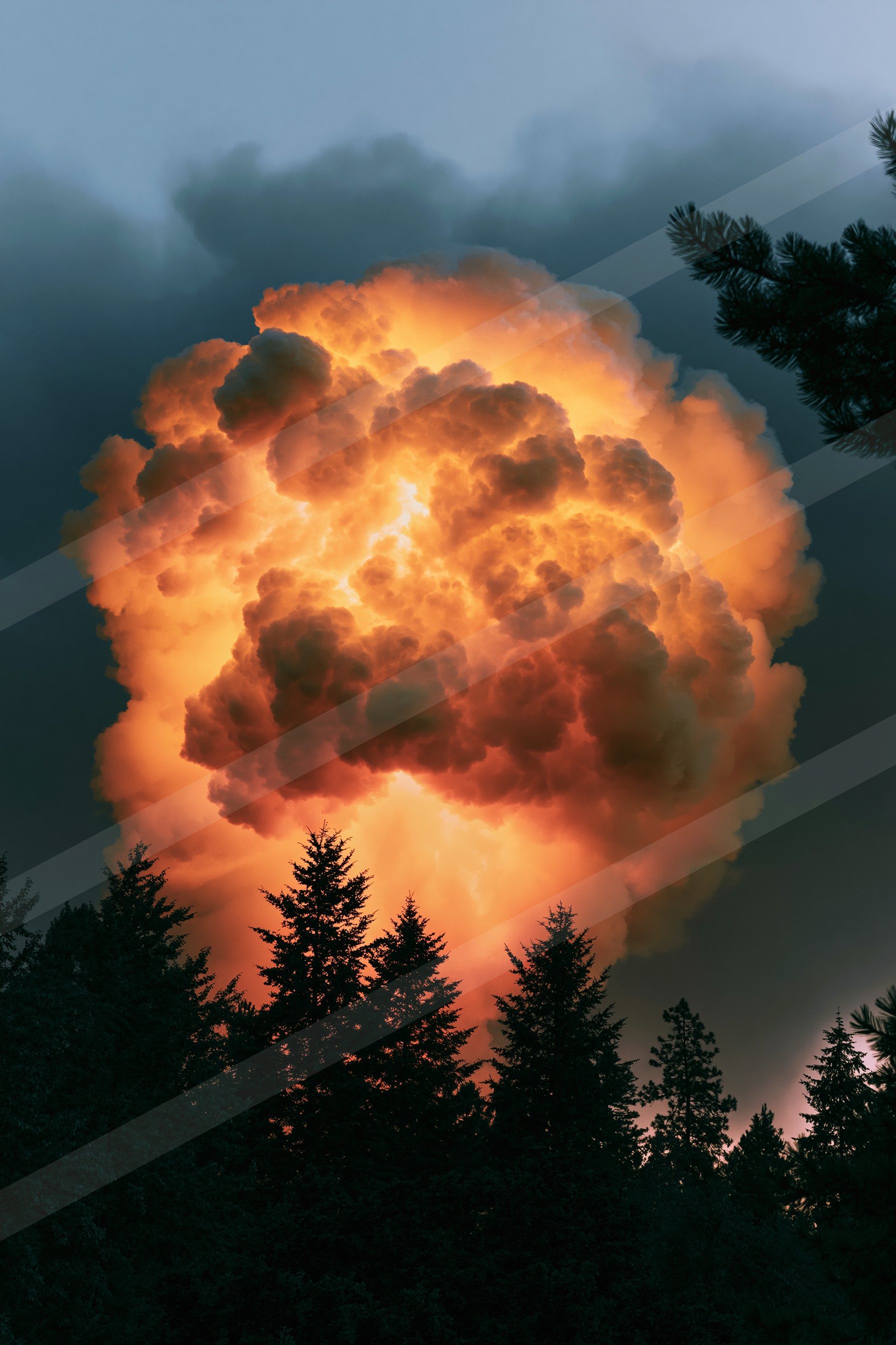 A dramatic sky scene of an aurora, fire.