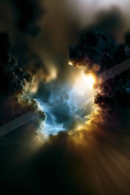 A moody sky scene of clouds, starry sky.