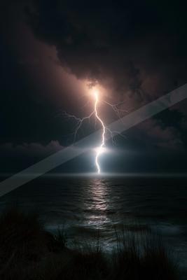A black-and-white dramatic sky scene of storm.