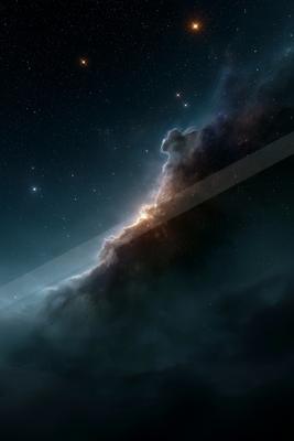 A dramatic sky scene of starry sky, clouds.