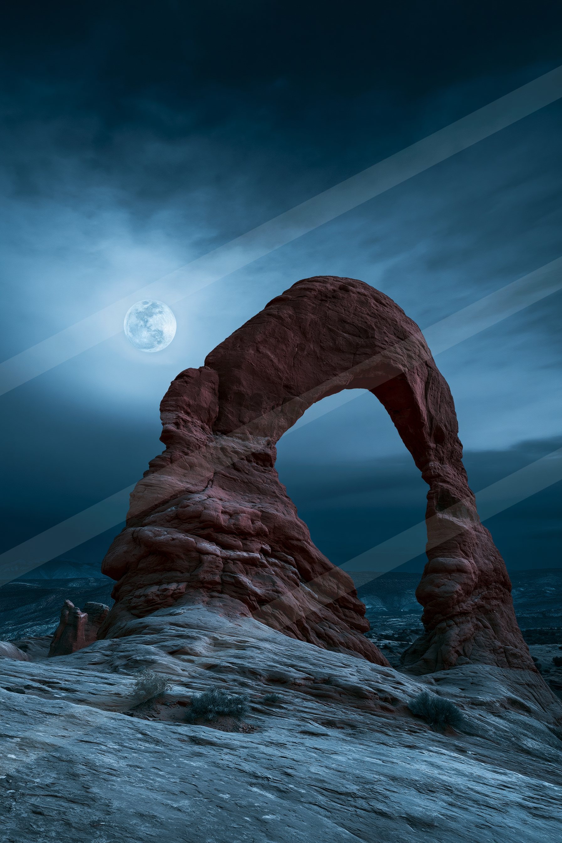 A night landscape of a sand dune, sand.