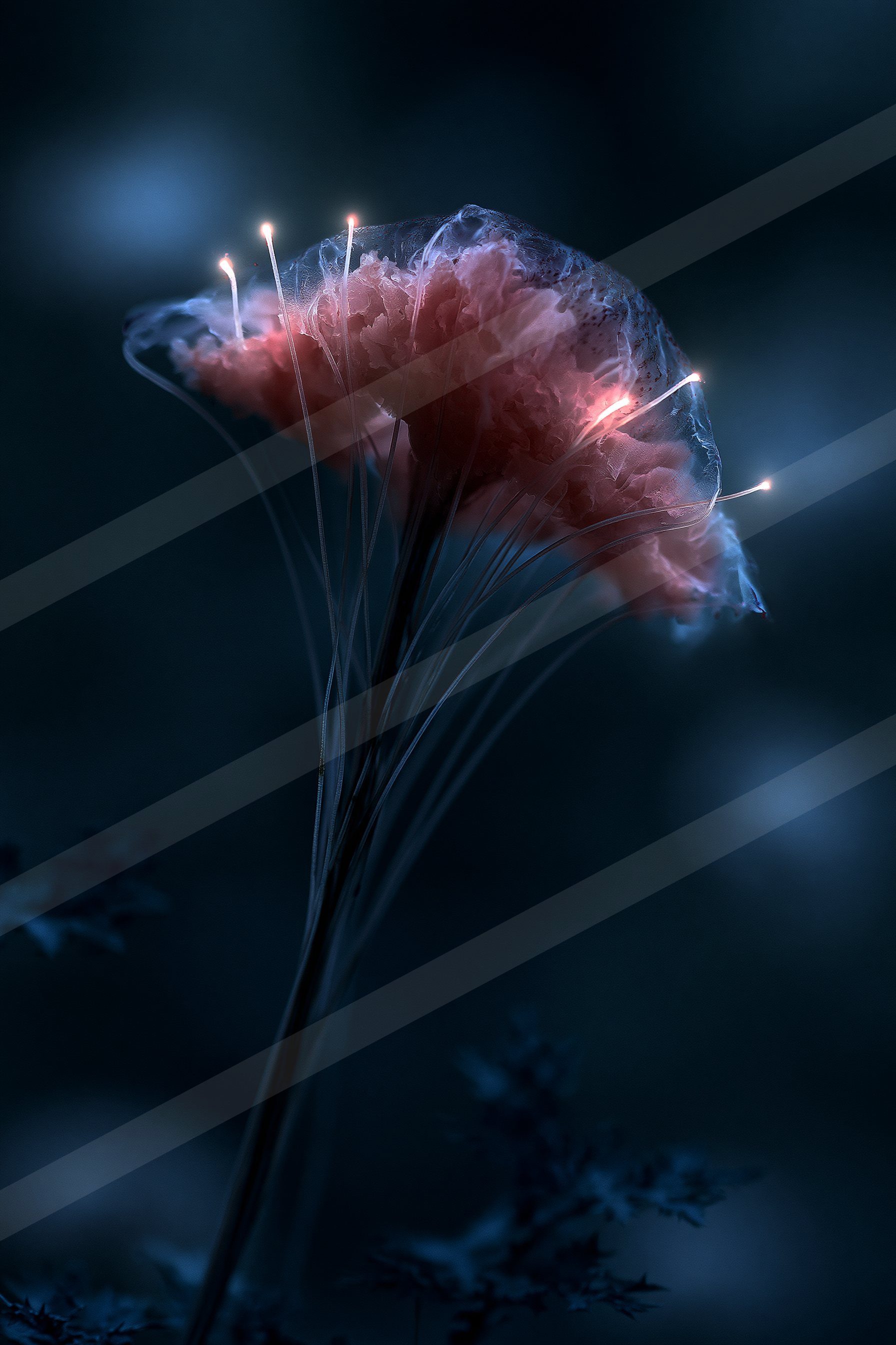 An ethereal macro nature scene of a mushroom.