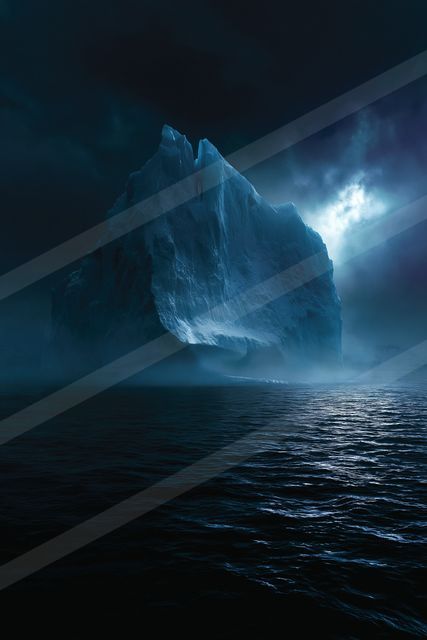 A mysterious landscape of a glacier, ice.