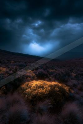 A night long exposure sky scene of storm.