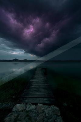 A dramatic long exposure sky scene of a storm.