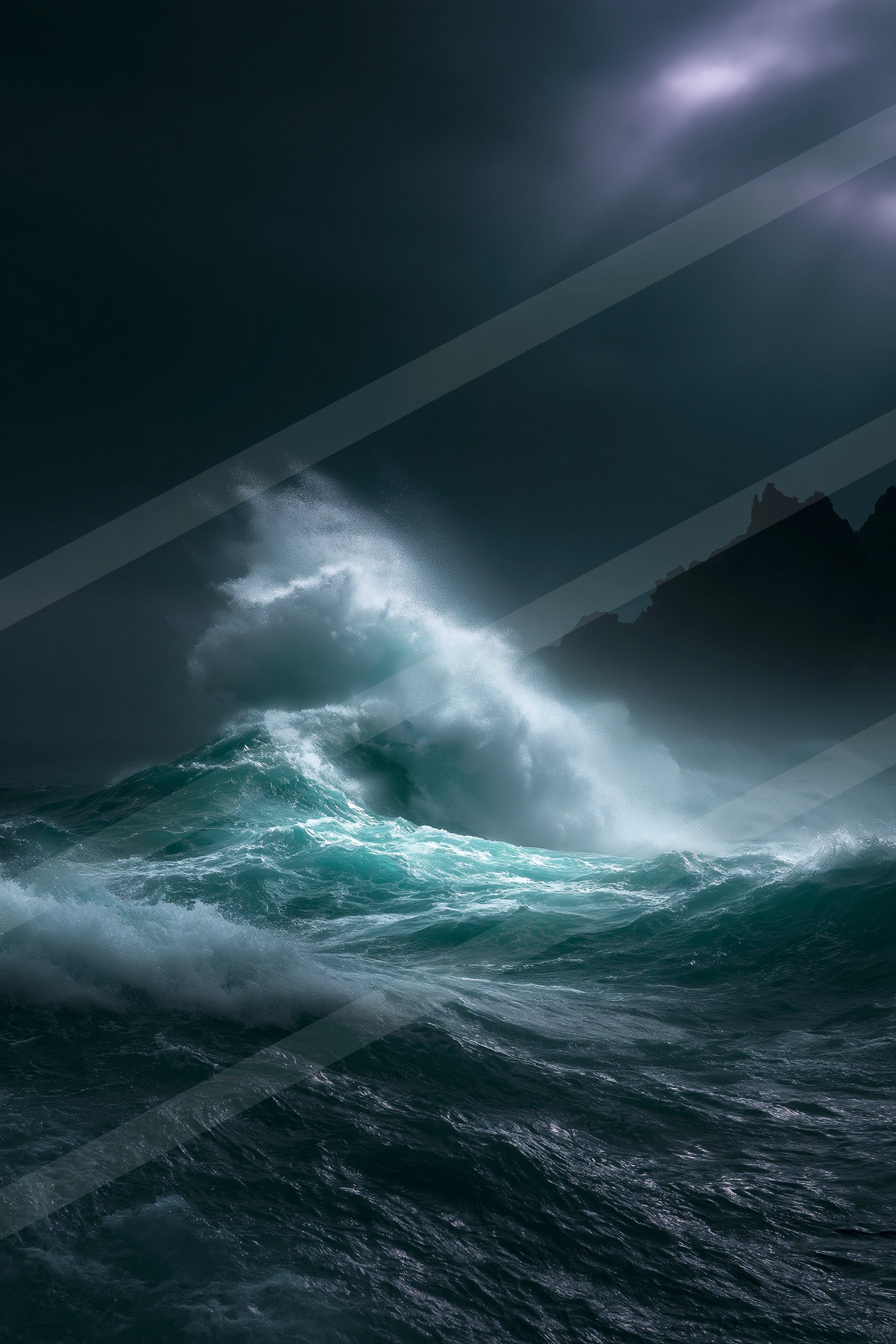 A dramatic water scene of an ocean waves.