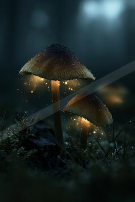 A night nature scene of forest.