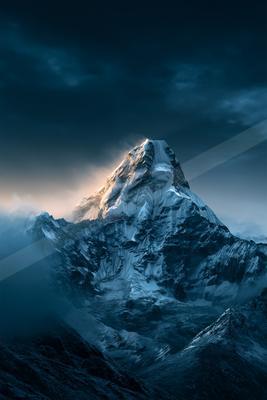A night landscape of a mountains.