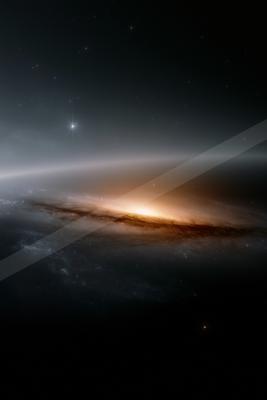 A stunning spiral galaxy with a bright central core surrounded by swirling arms, set against a star-filled night sky.