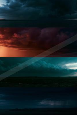A dramatic sky scene of storm, clouds, sunset.