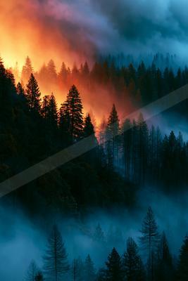A black-toned moody photograph of alp, valley, lakeside.