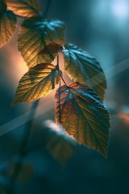 A golden hour macro nature scene of plants.