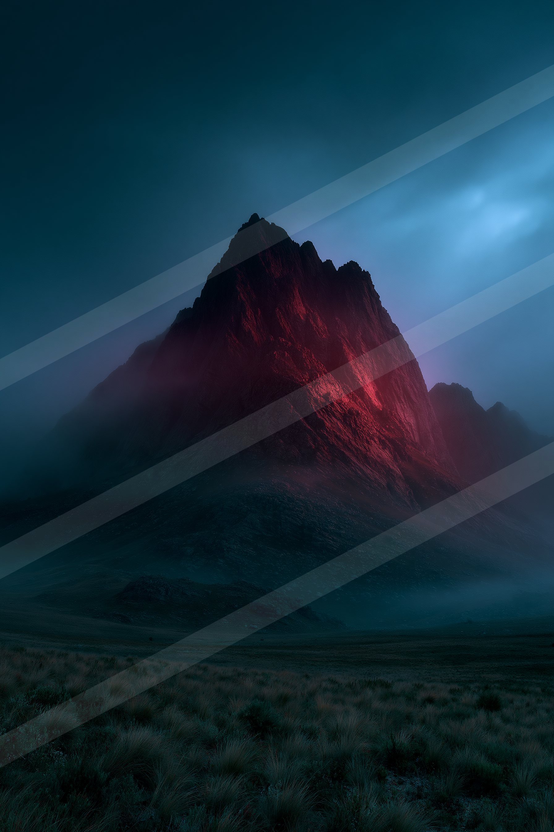 An ethereal long exposure landscape of a volcano, dust.