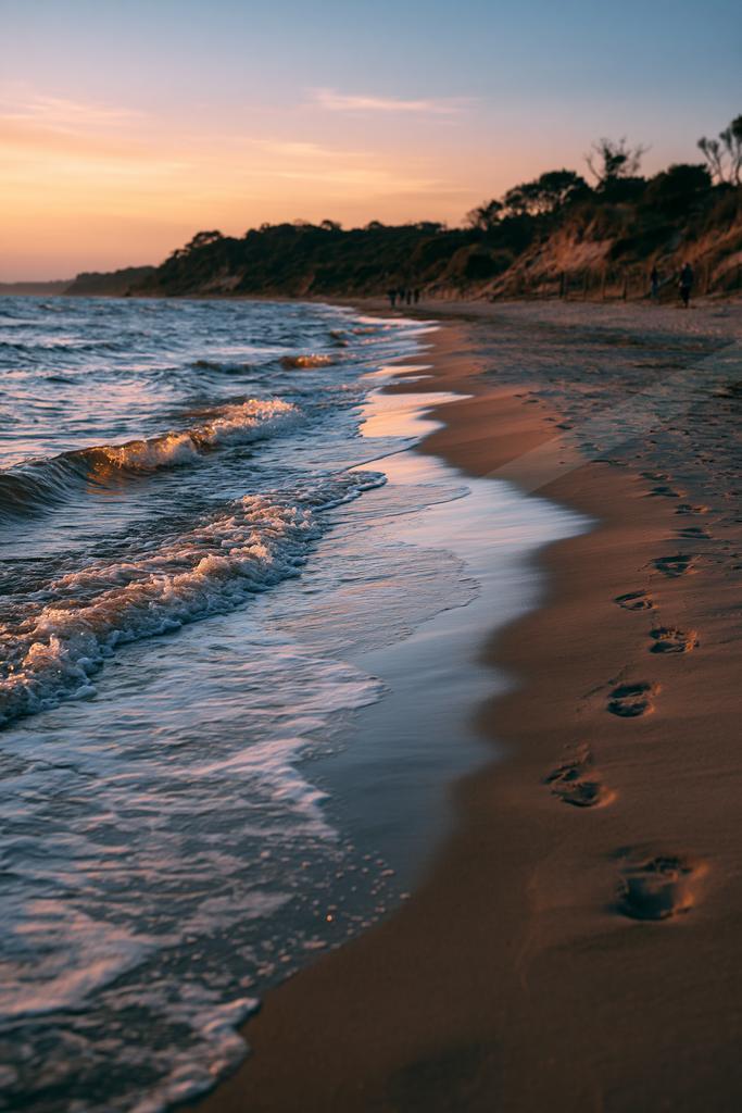 A serene water scene of beach.