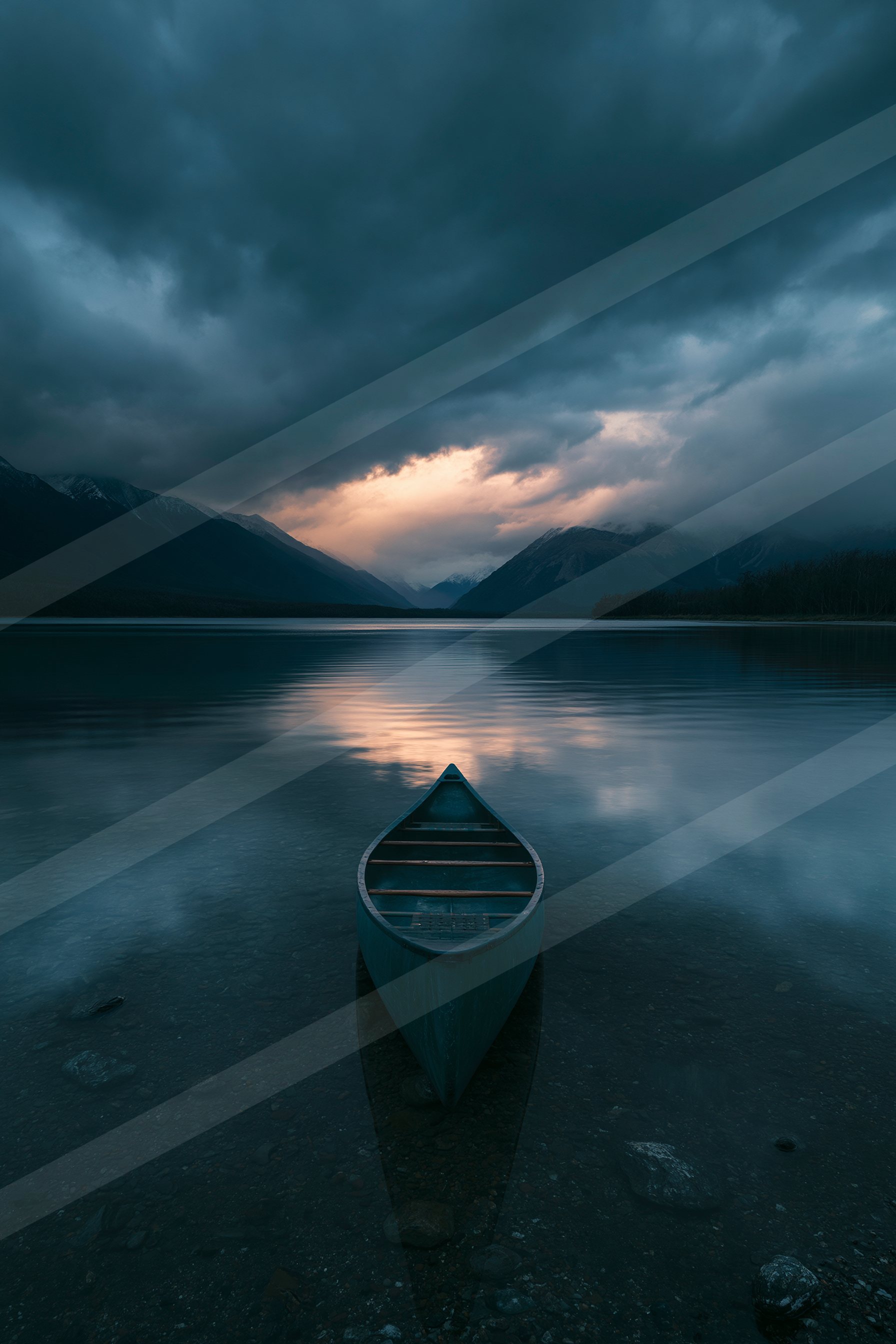 A mysterious long exposure still life of a boat, reflection.