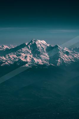 A night panorama landscape of a mountains, snow.