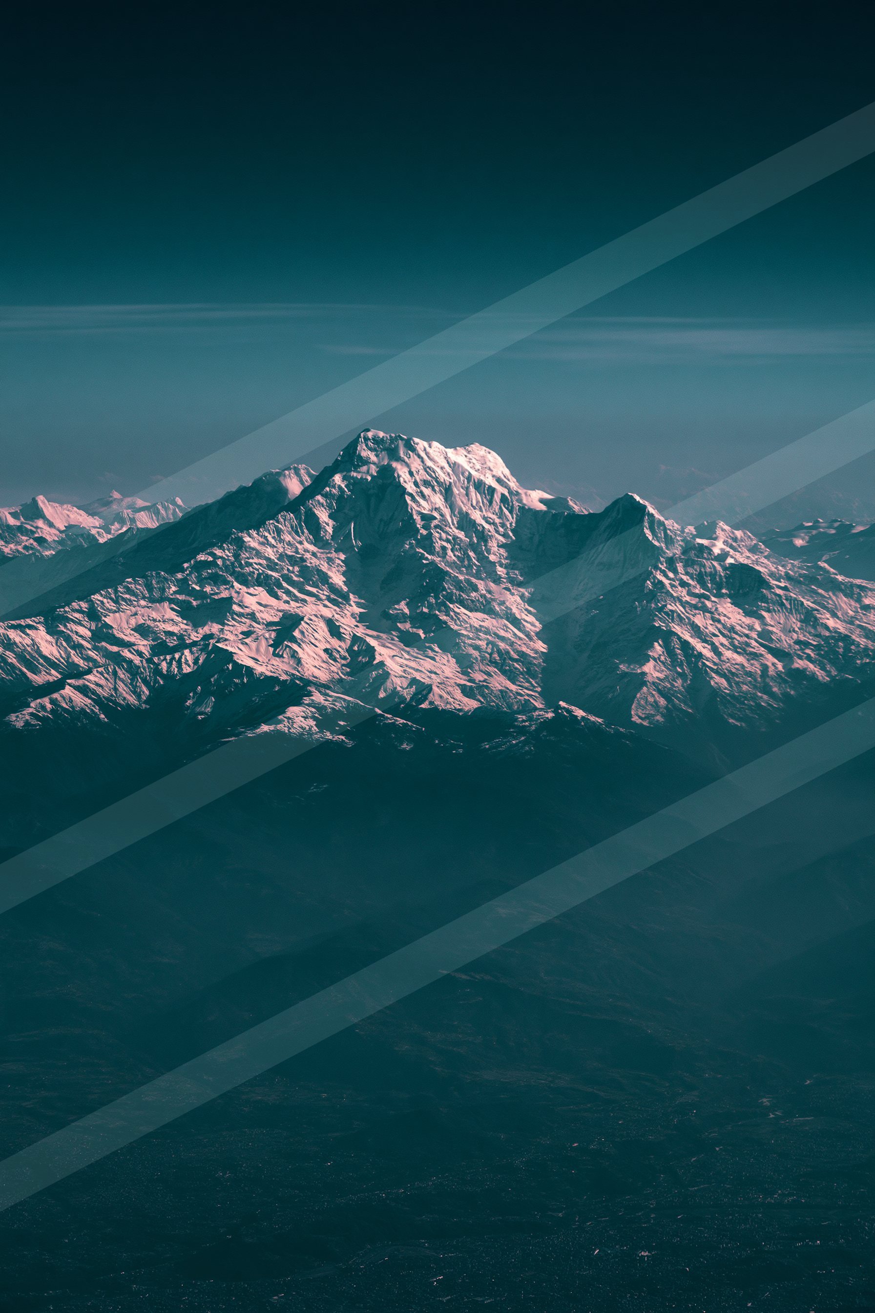 A night panorama landscape of a mountains, snow.