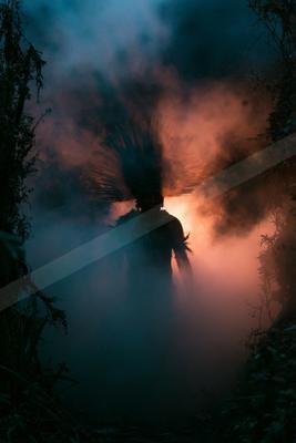 A night sky scene of storm, silhouette.