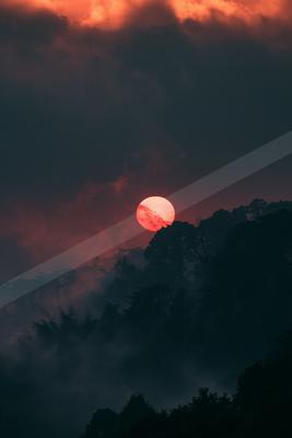A moody sky scene of sunset, sunrise.