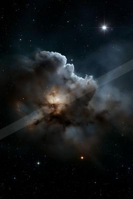 A black-and-white moody sky scene of clouds, starry sky, still life.