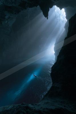 A moody water scene of ocean.