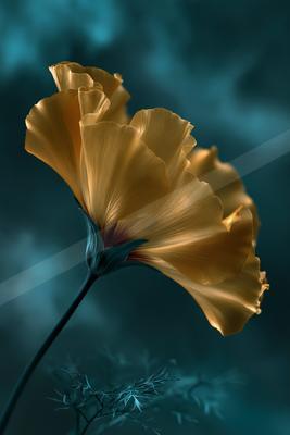 A golden hour nature scene of flowers.