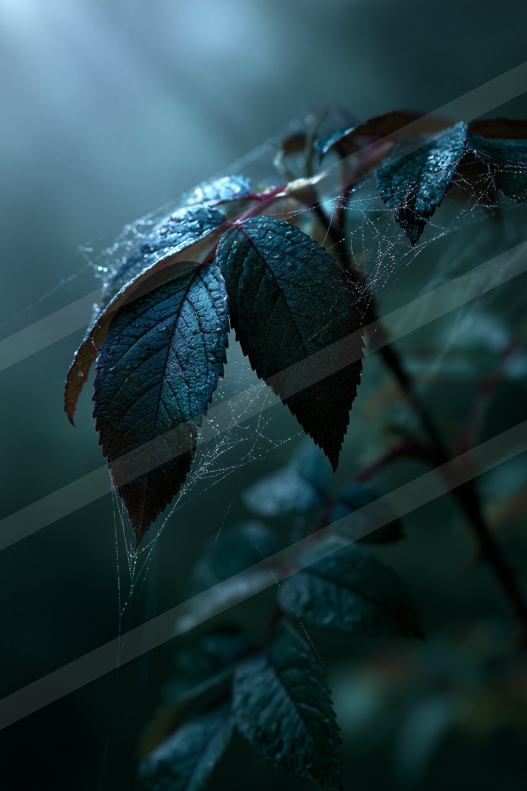 A mysterious macro nature scene of a rose, fog.