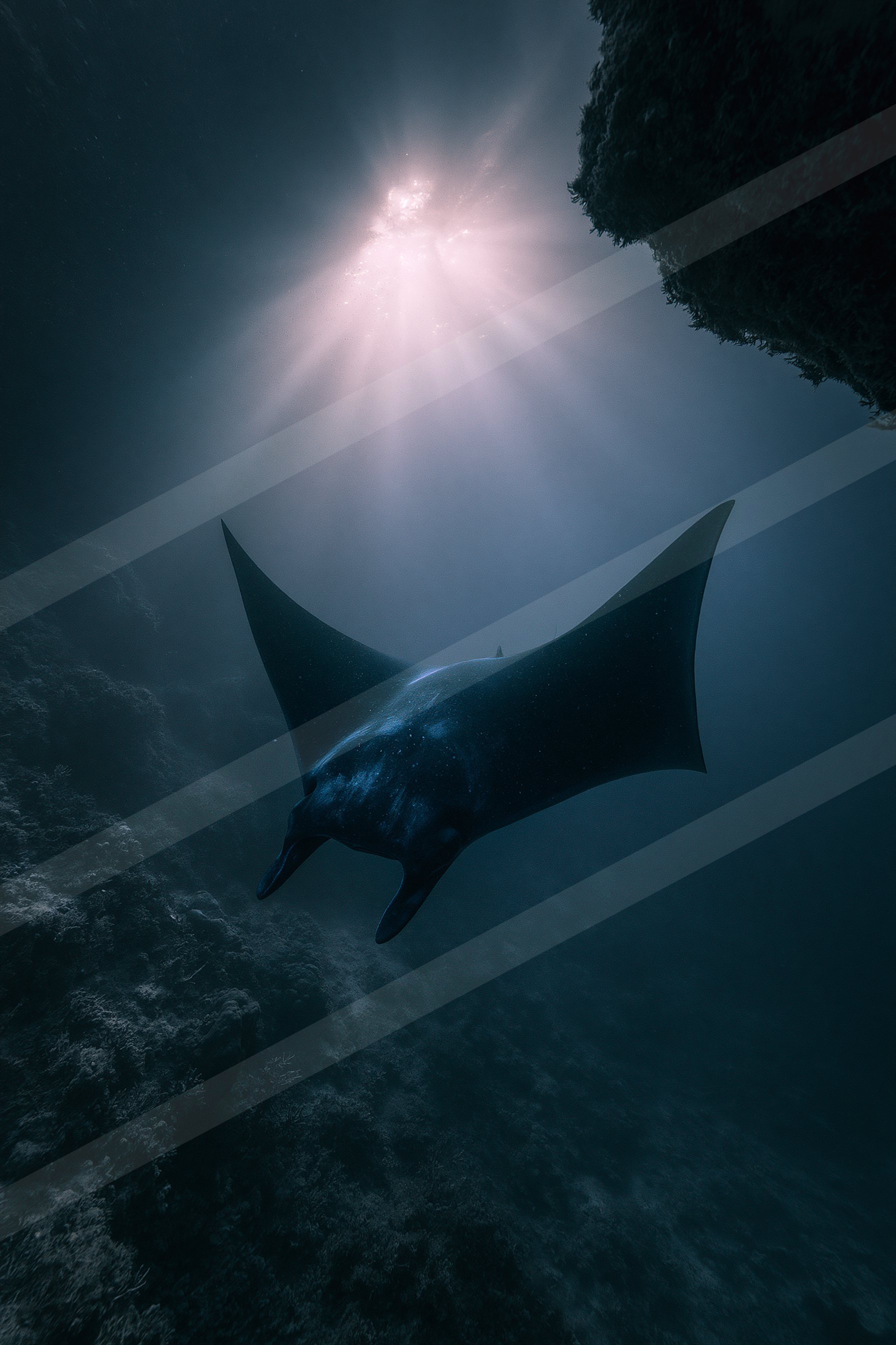 A mysterious water scene of an underwater.