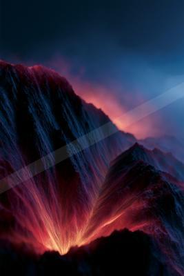 A moody landscape of mountains.