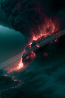 A dramatic sky scene of clouds, storm, ocean.