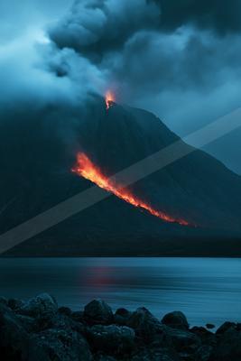 A dramatic landscape of mountains.