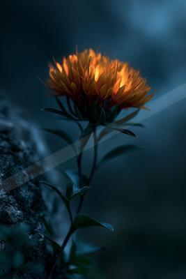 A moody nature scene of flowers.