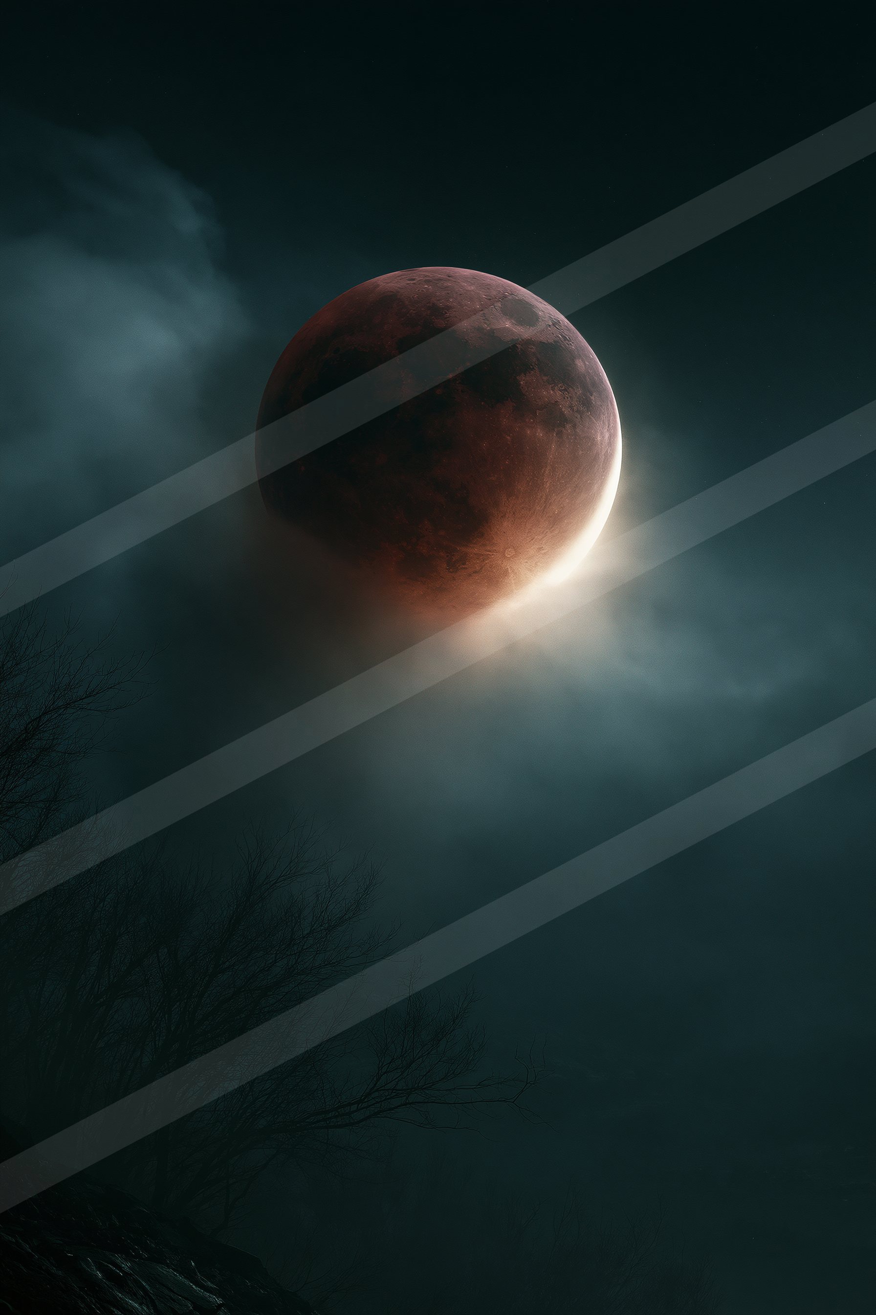 A mysterious sky scene of a planet, dust.
