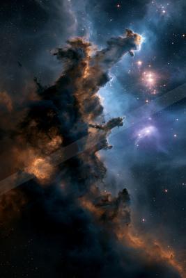 A dramatic sky scene of starry sky, clouds.