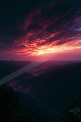 A dramatic sky scene of sunrise, sunset.