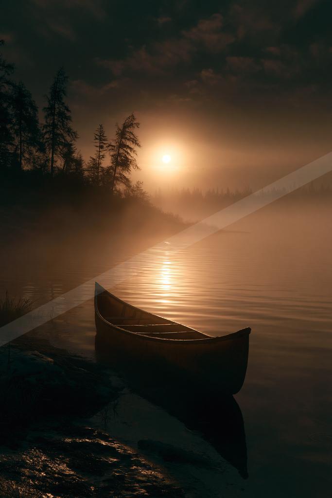A moody water scene of lake.