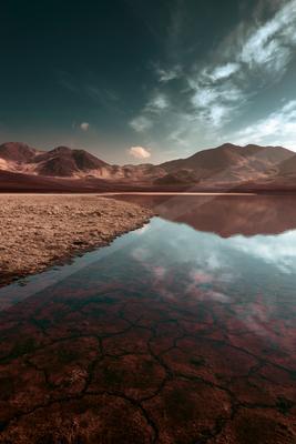 A moody water scene of lake.