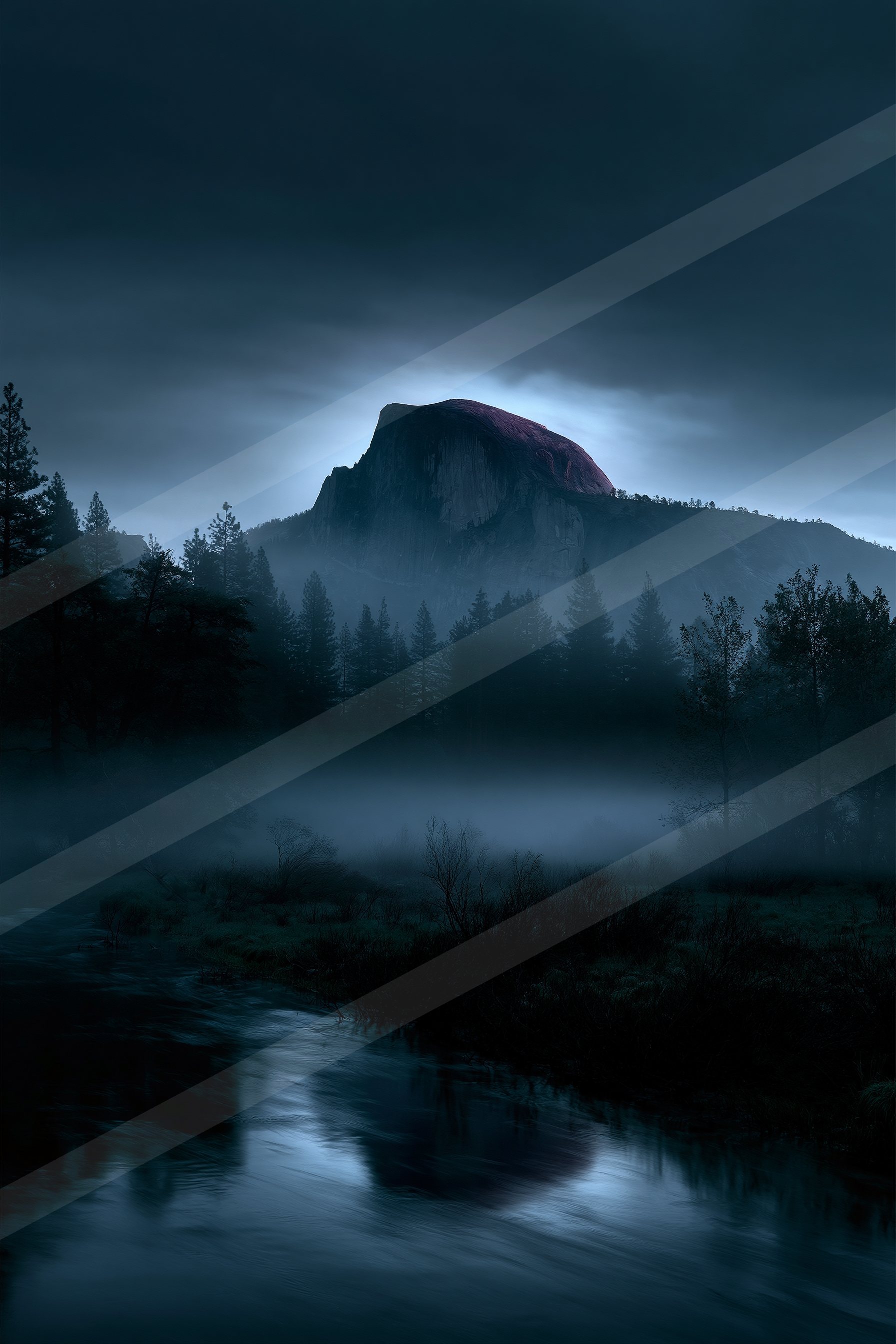 A mysterious landscape of a mountains, fog.