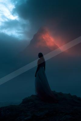 A dramatic sky scene of storm, silhouette.
