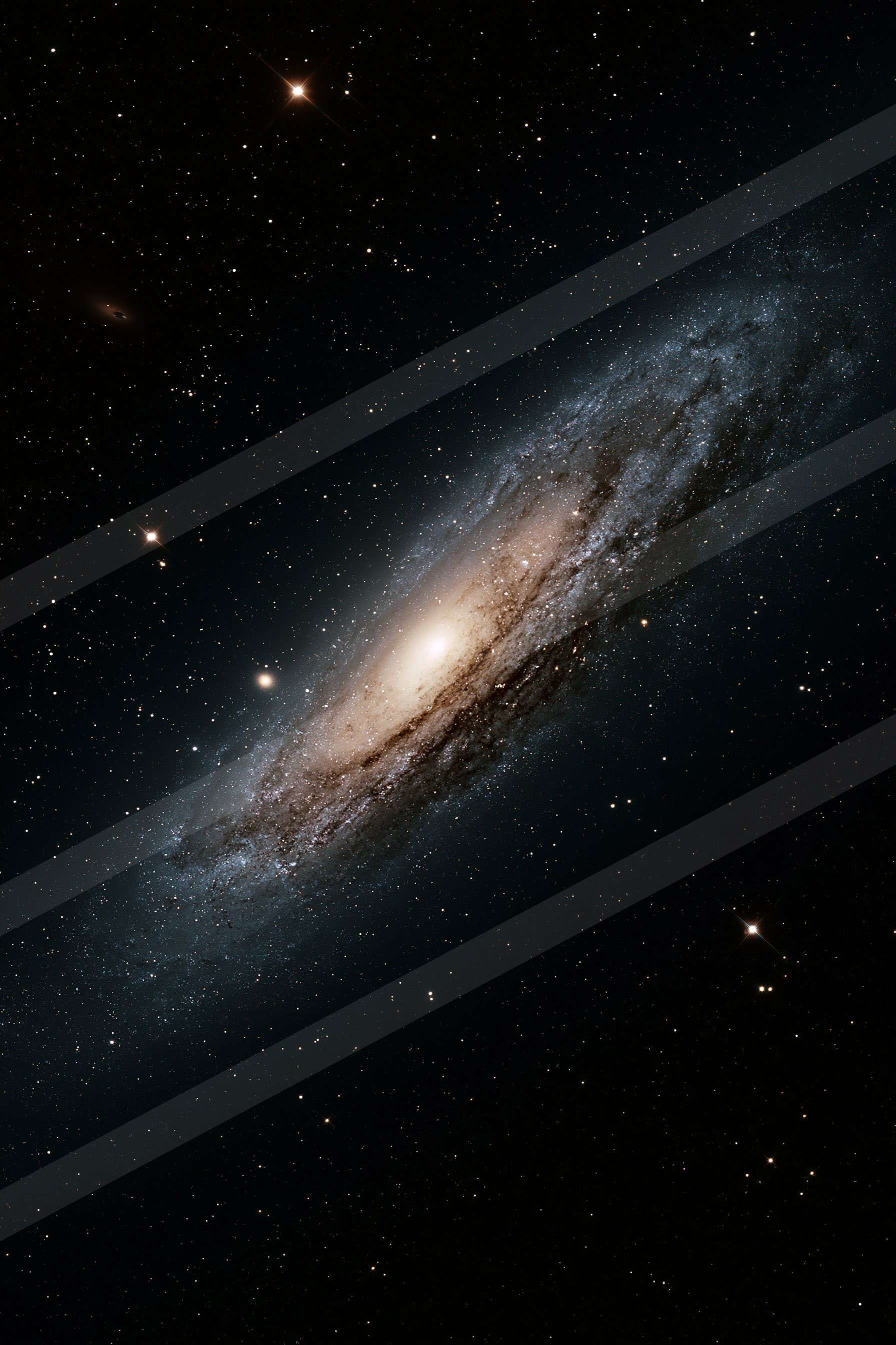 A stunning spiral galaxy dominates the frame against a backdrop of countless stars, showcasing intricate dust lanes and bright star clusters.