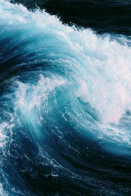 A dramatic water scene of ocean, storm.