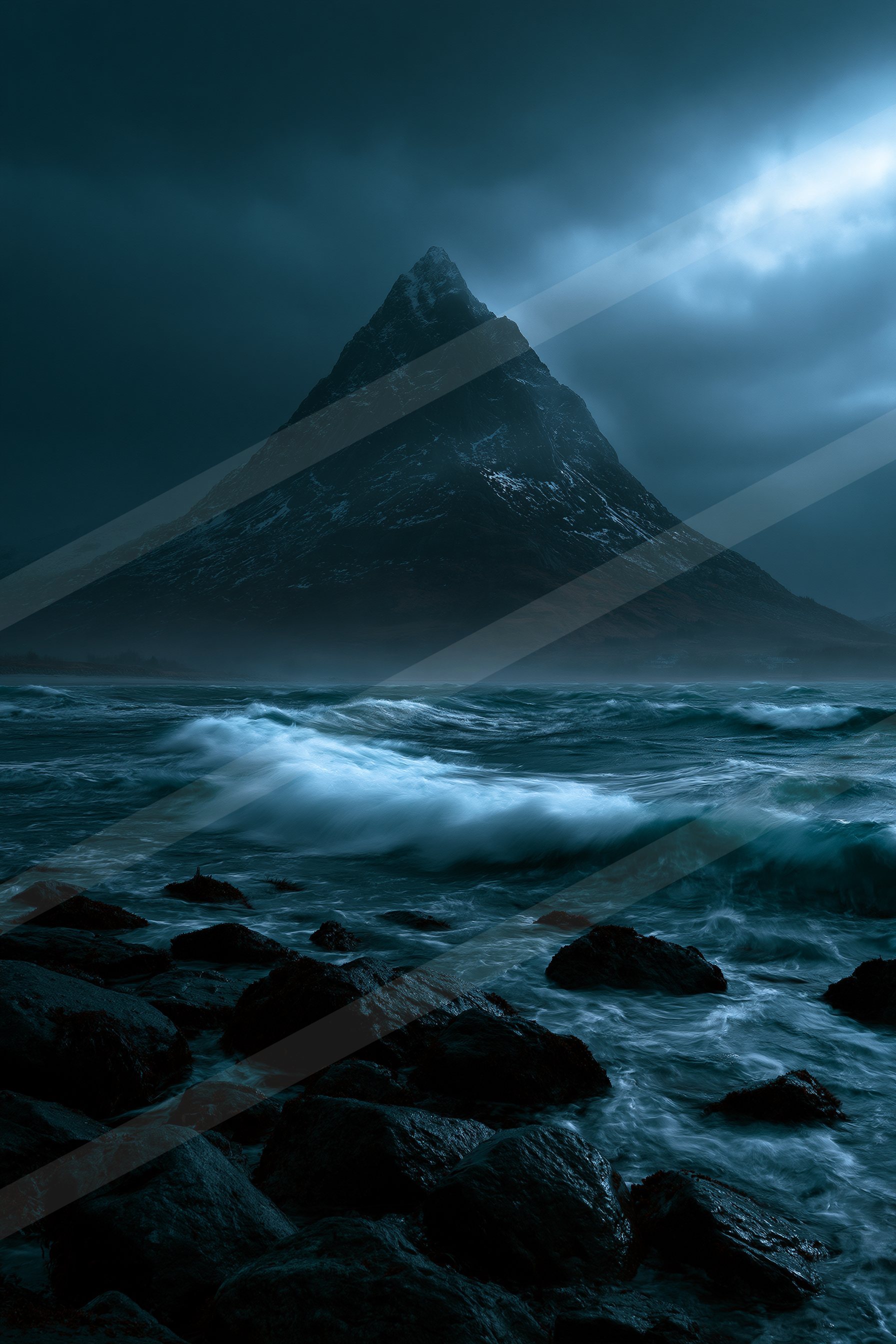 A mysterious landscape of a volcano.