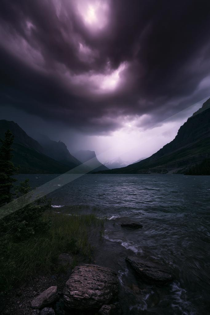 A night sky scene of storm.