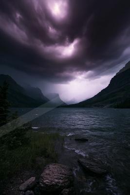 A night sky scene of storm.